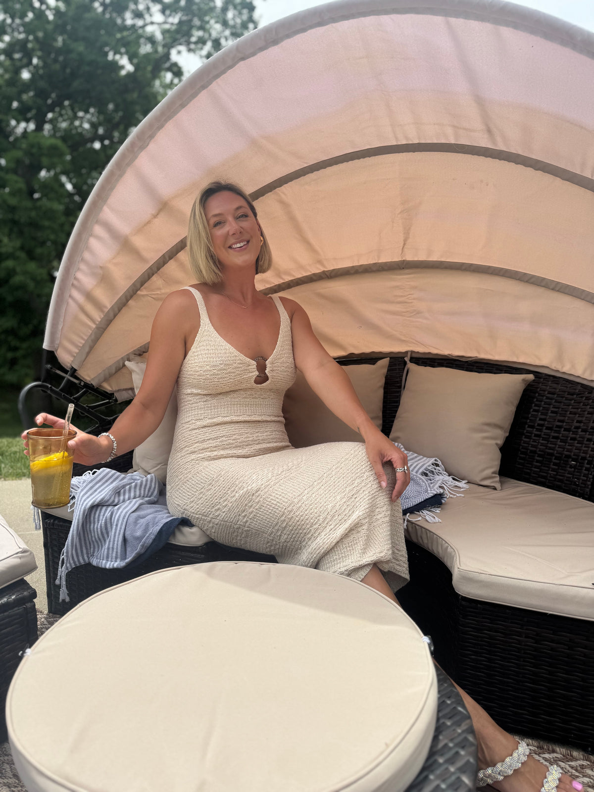 Natural O-Ring Knit Dress