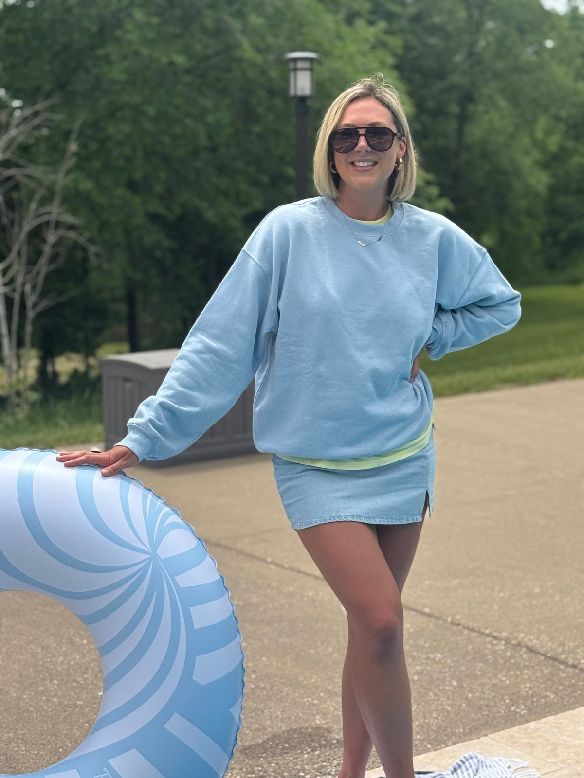 Powder Blue Boyfriend Crewneck Sweatshirt