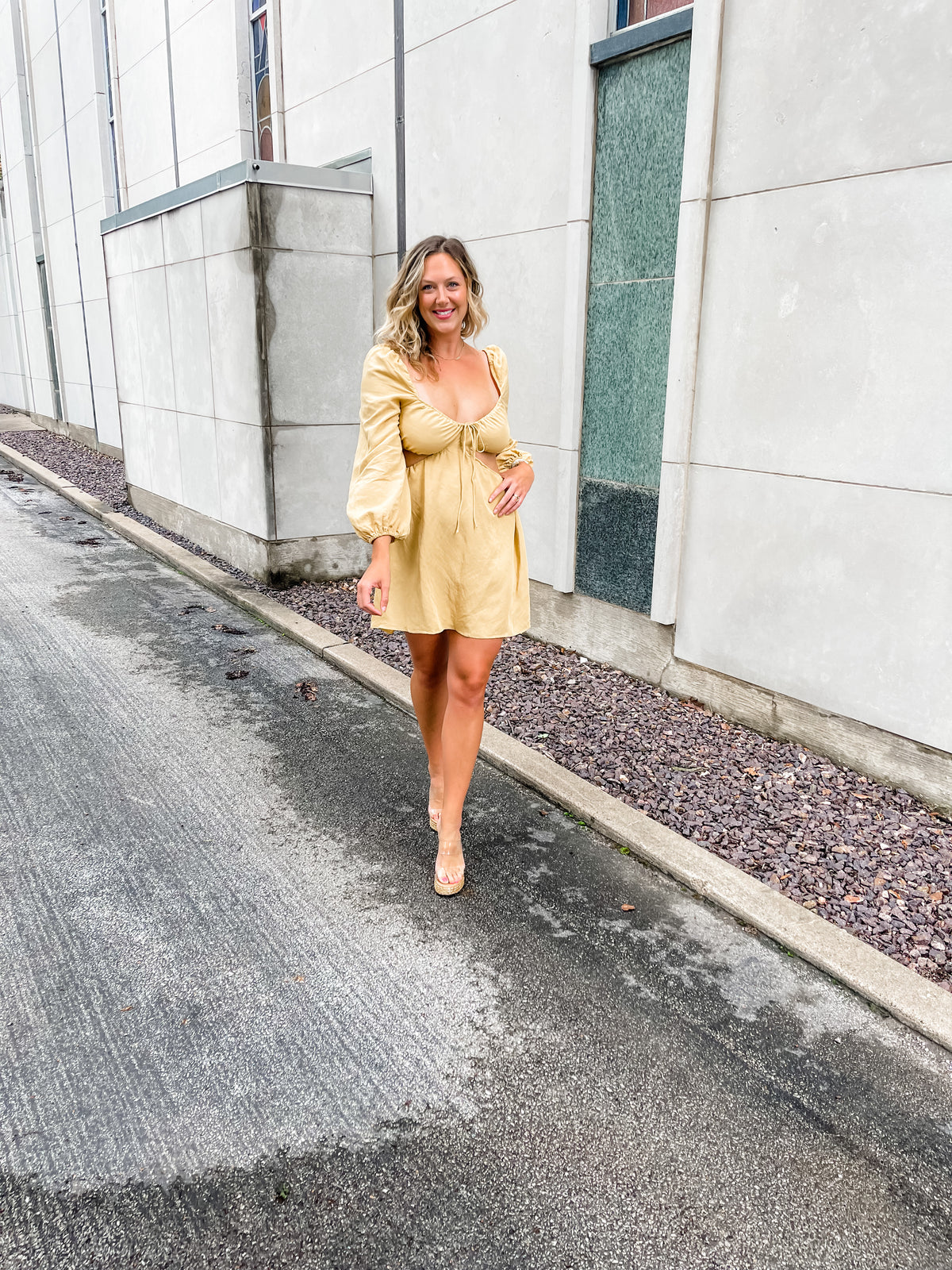 Long Sleeve Cut Out Mini Dress