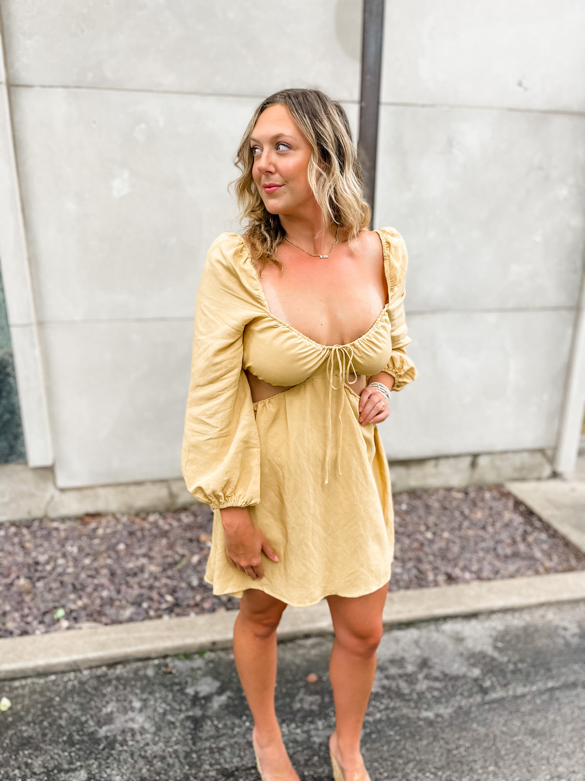 Long Sleeve Cut Out Mini Dress