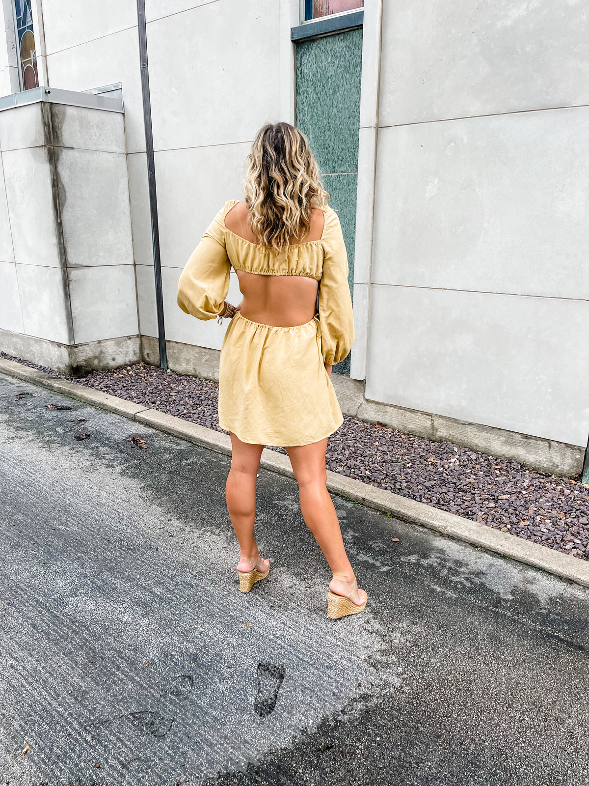 Long Sleeve Cut Out Mini Dress