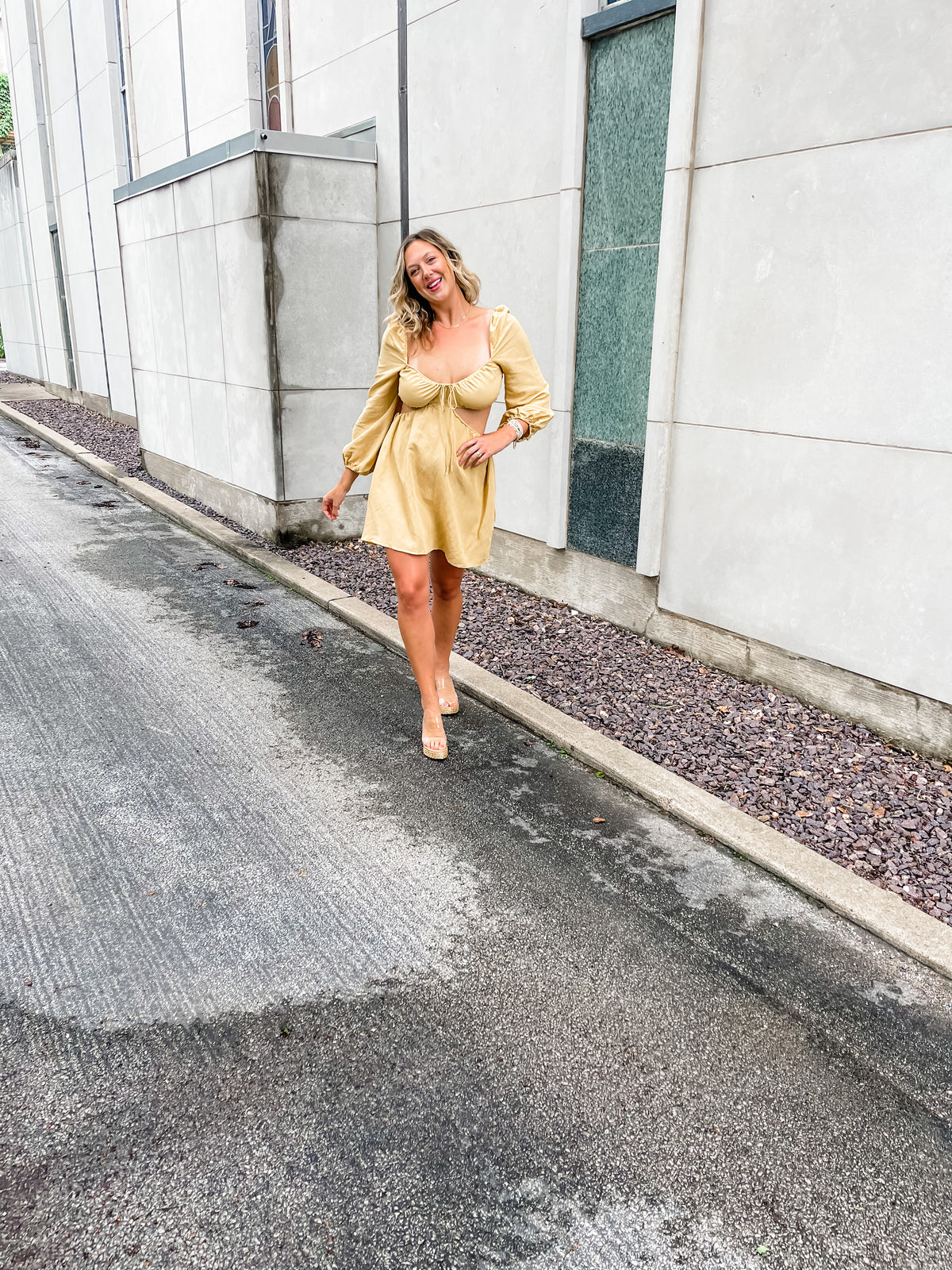 Long Sleeve Cut Out Mini Dress