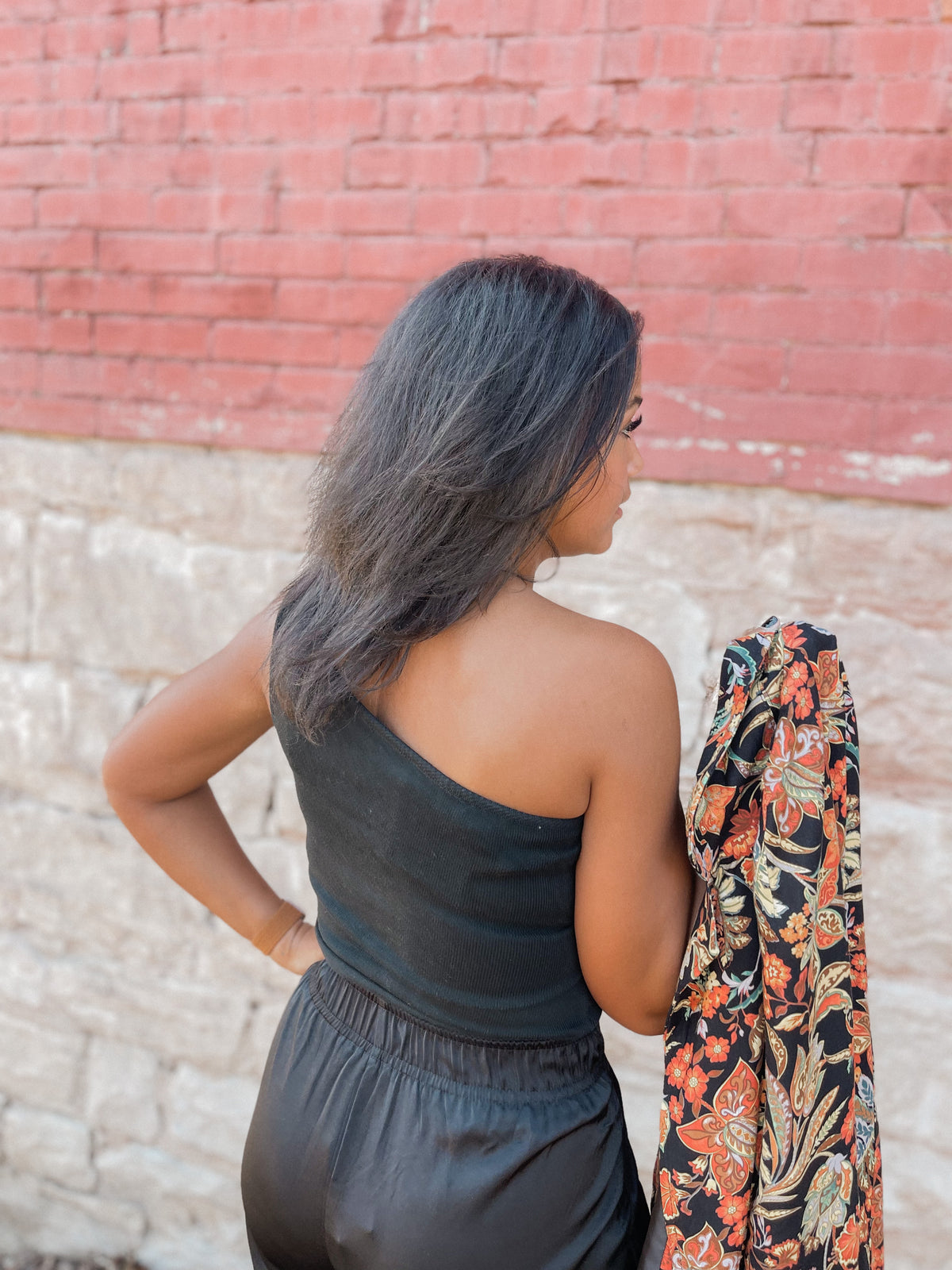 One Shoulder Black Bodysuit