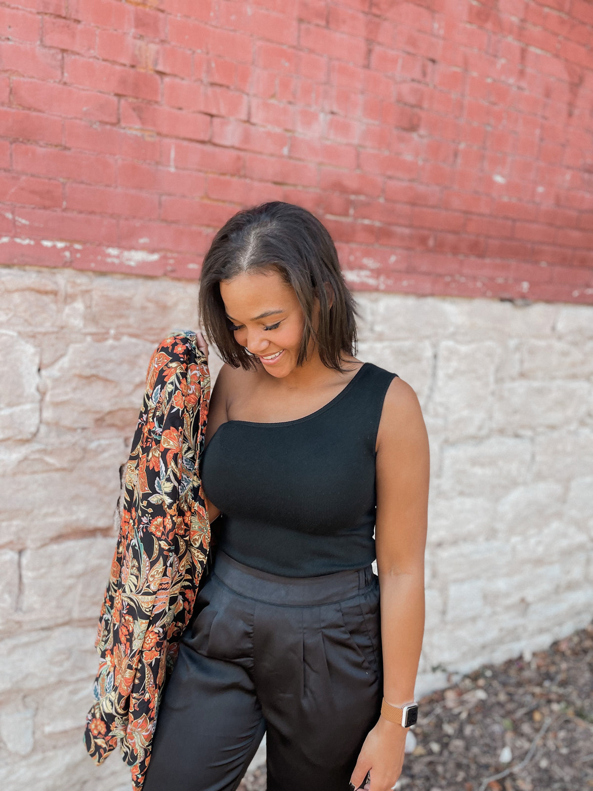 One Shoulder Black Bodysuit