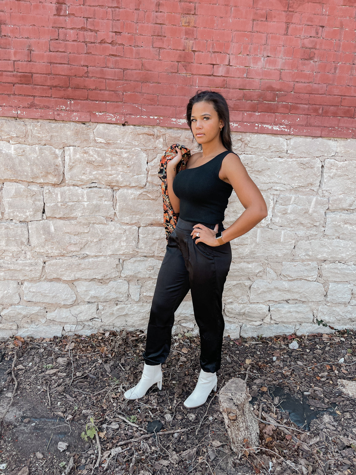One Shoulder Black Bodysuit