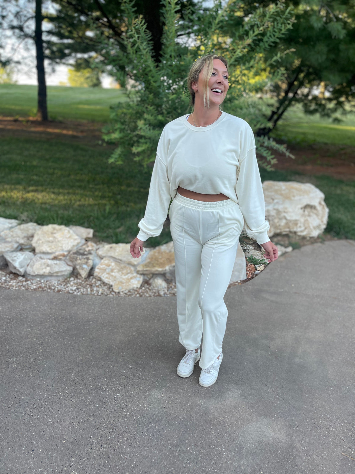 Cream Cropped Sweatshirt