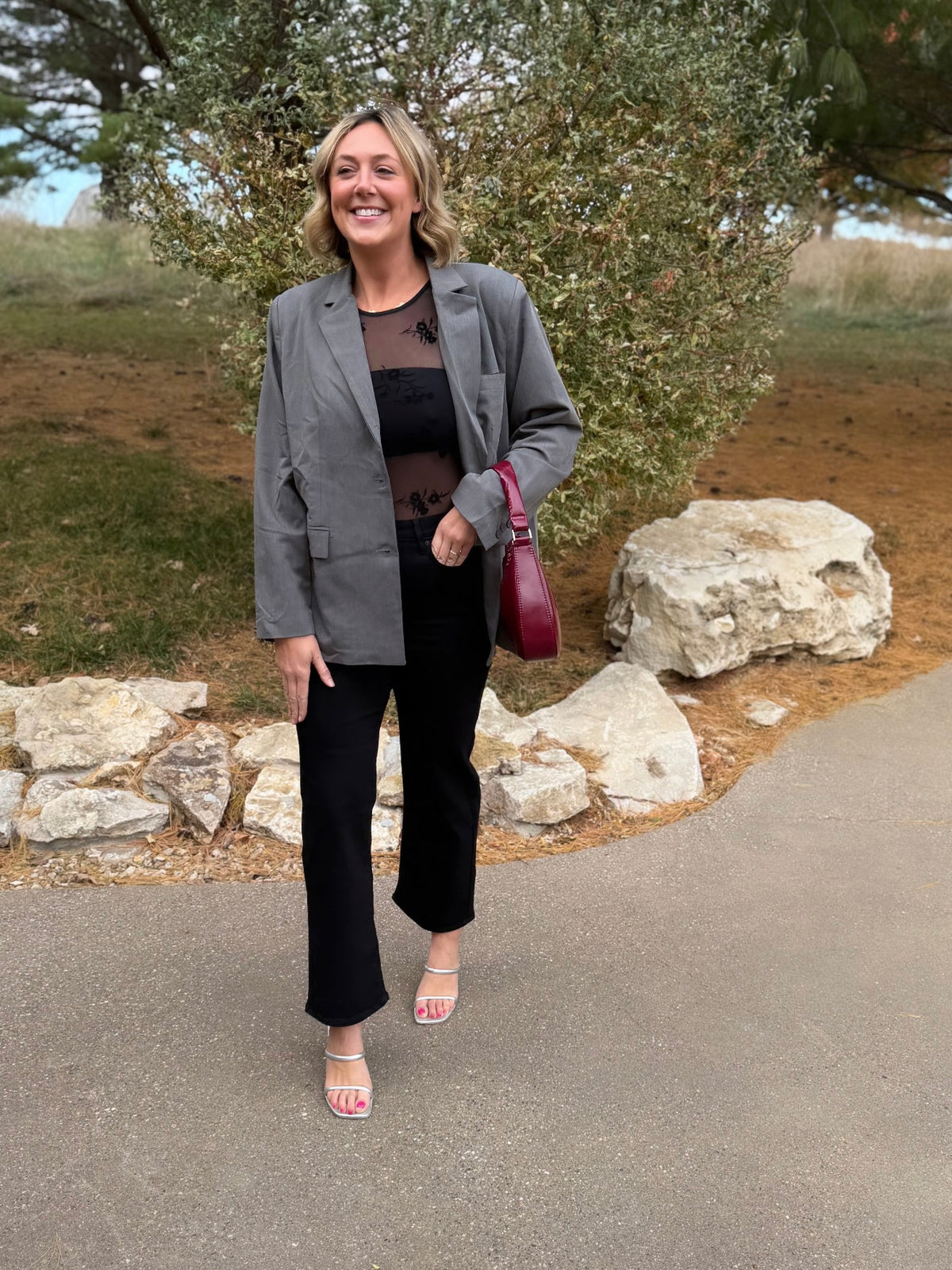 Charcoal Grey Oversized Blazer