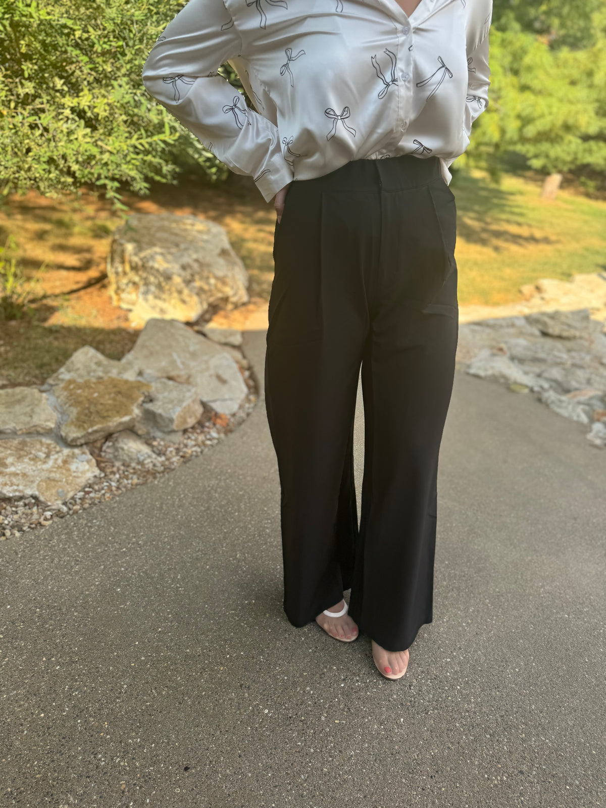 Black High Waisted Wide Leg Trousers