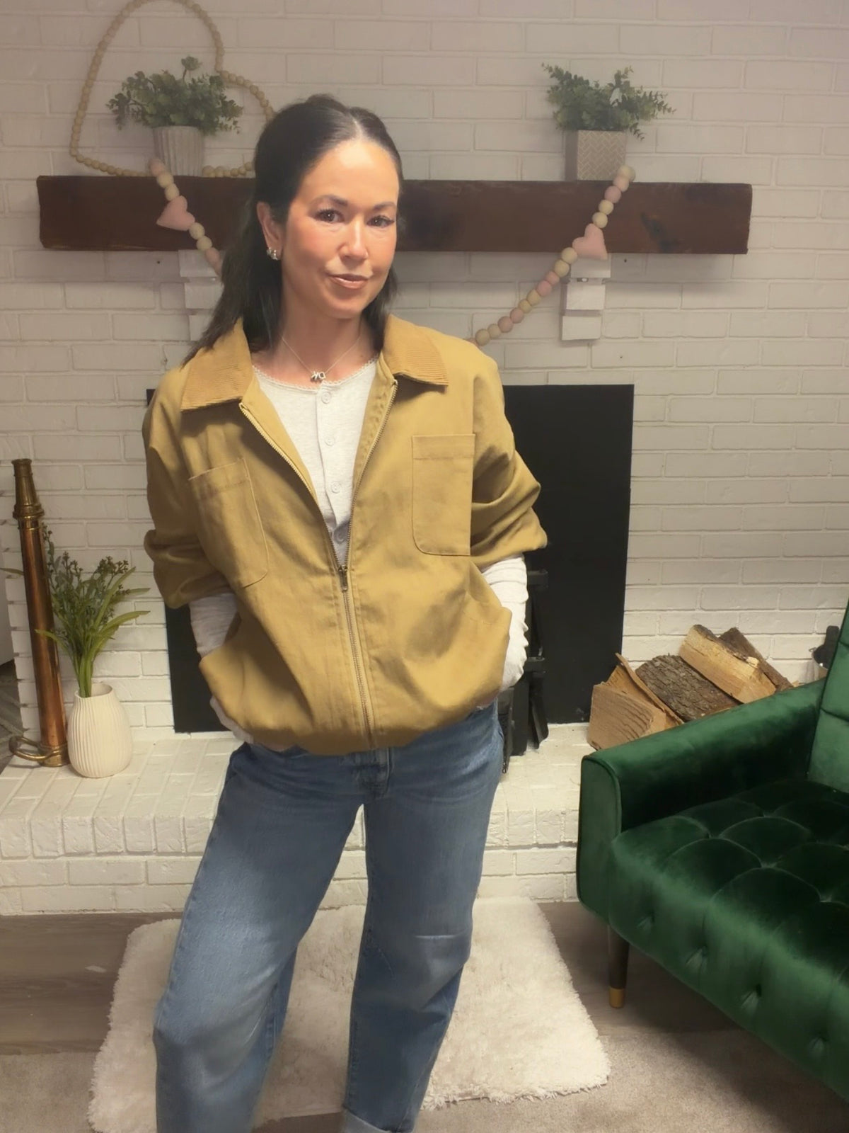 Khaki Barn with Corduroy Collar | Women's Outerwear