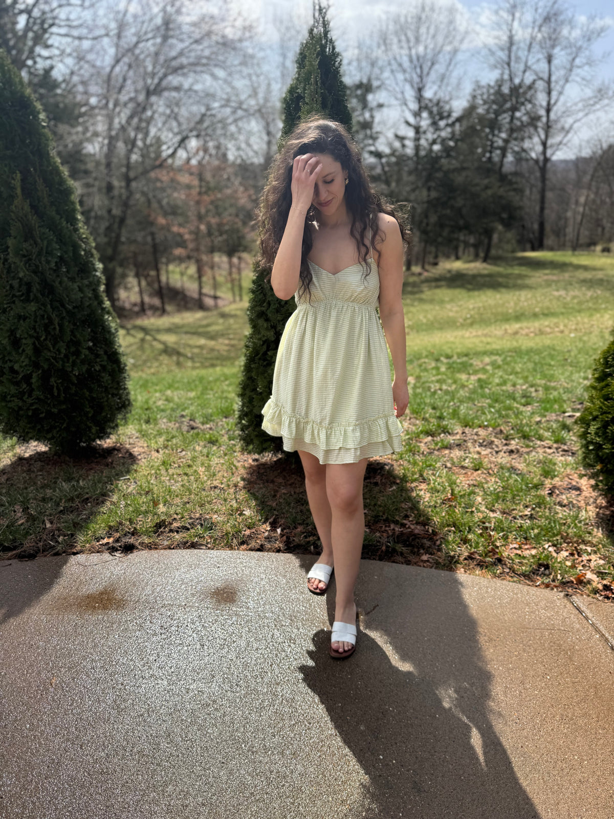 Sage Ruffle Hem Strappy Dress