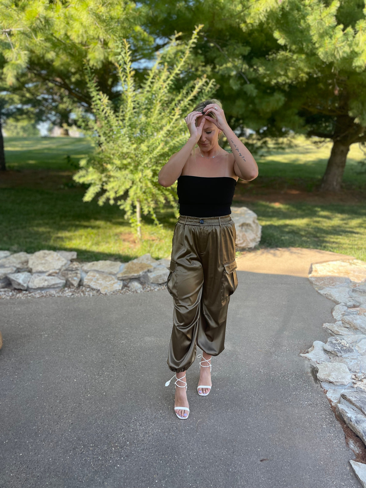 Black Techno Ribbed Tube Top