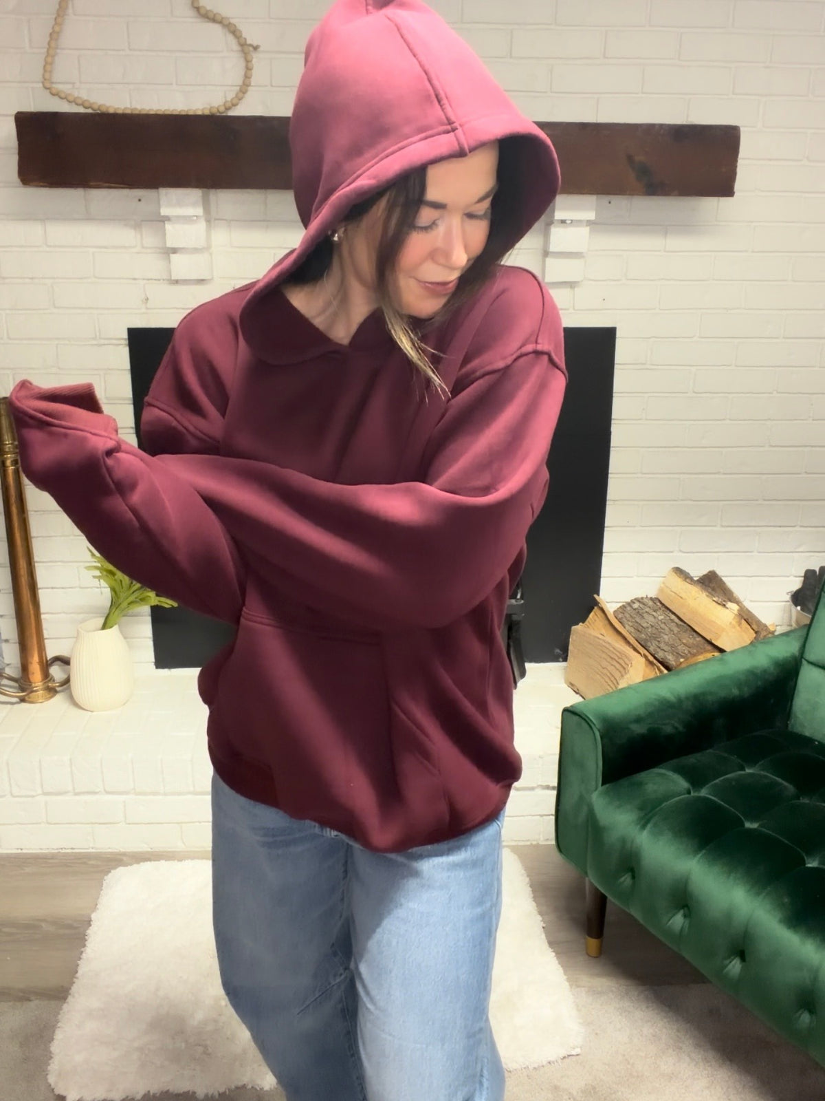 Black Cherry Cloud Fleece Oversized Hoodie