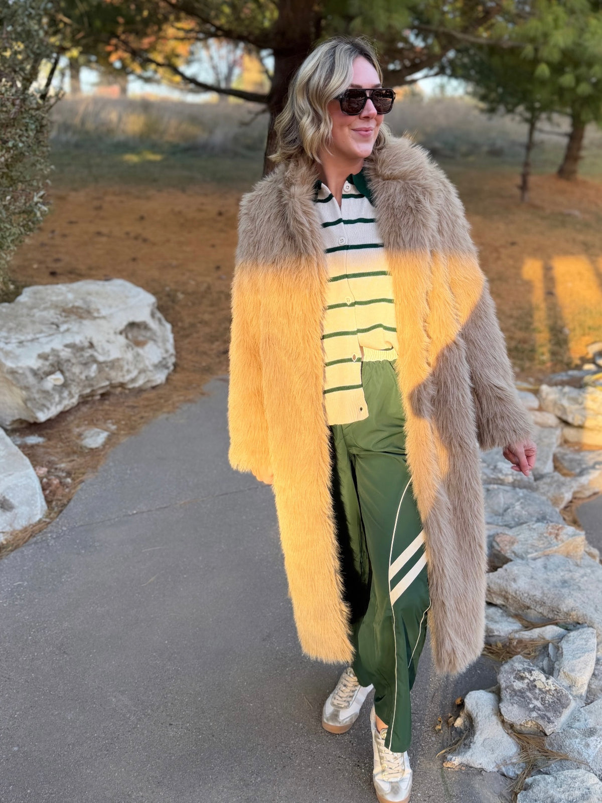 Green Stripe Collared Cardigan