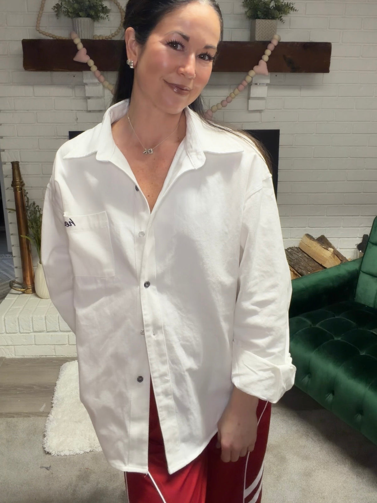 White Button Front Hello Shacket | Women's Shirt Jacket