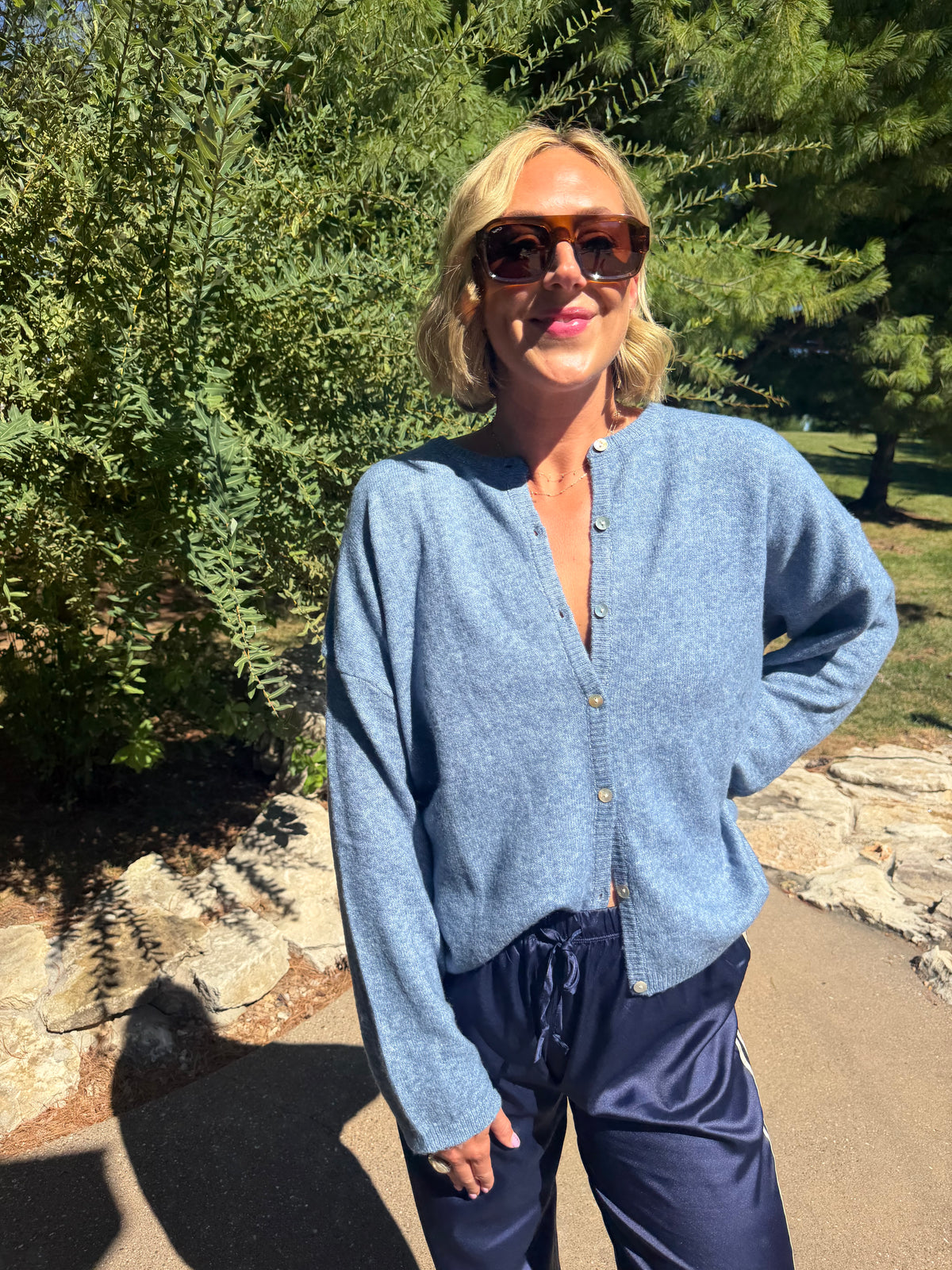 Dusty Blue Lightweight Cardigan