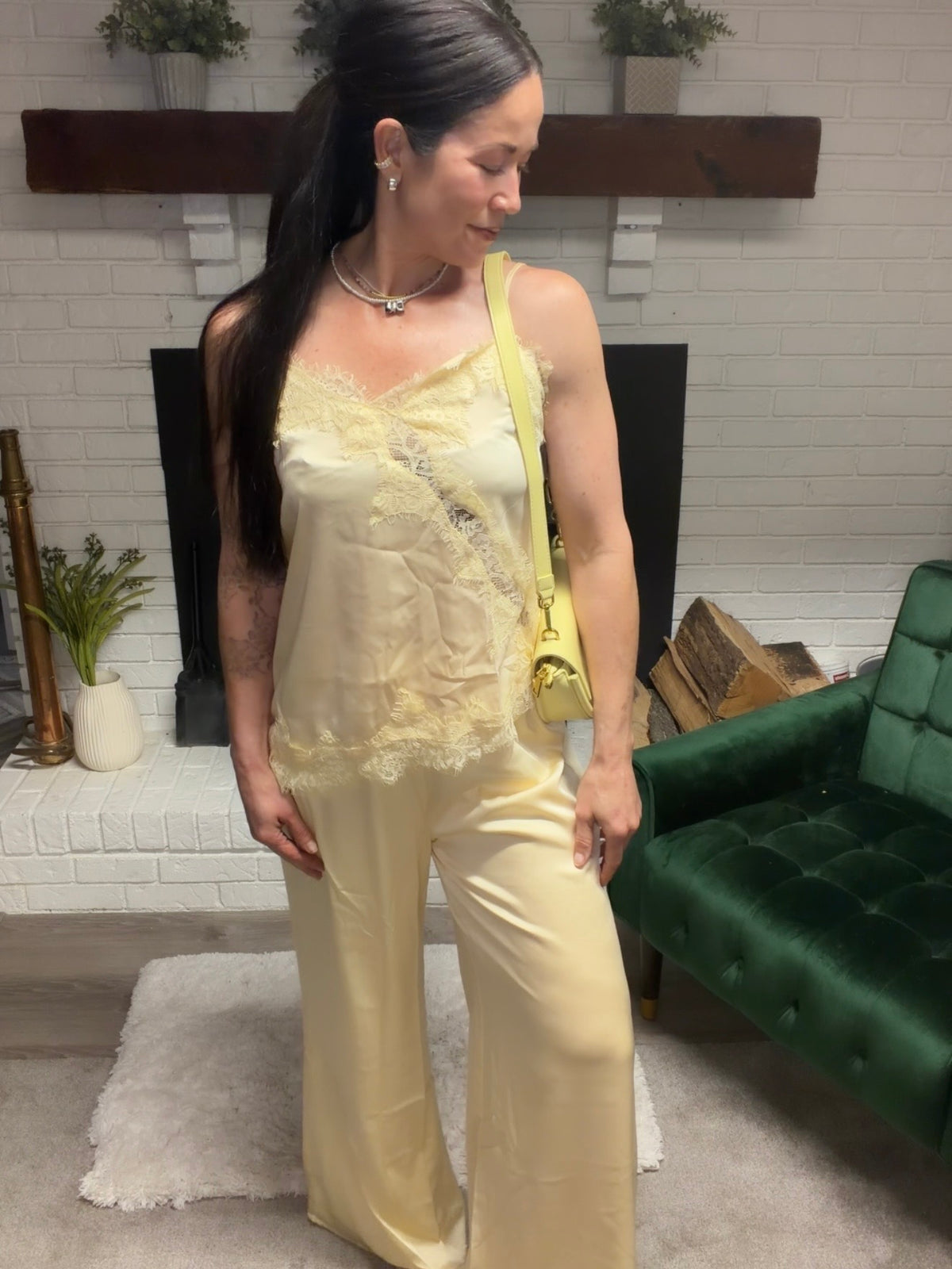 Creamy Butter Satin Lined Wide Leg Pants