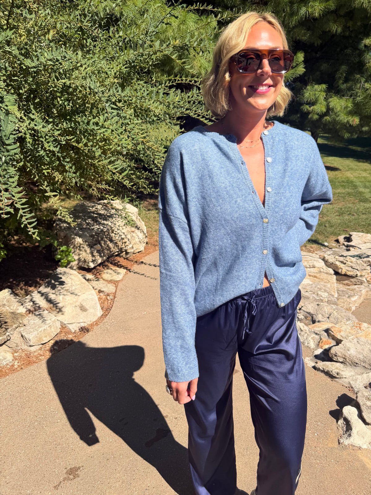 Dusty Blue Lightweight Cardigan