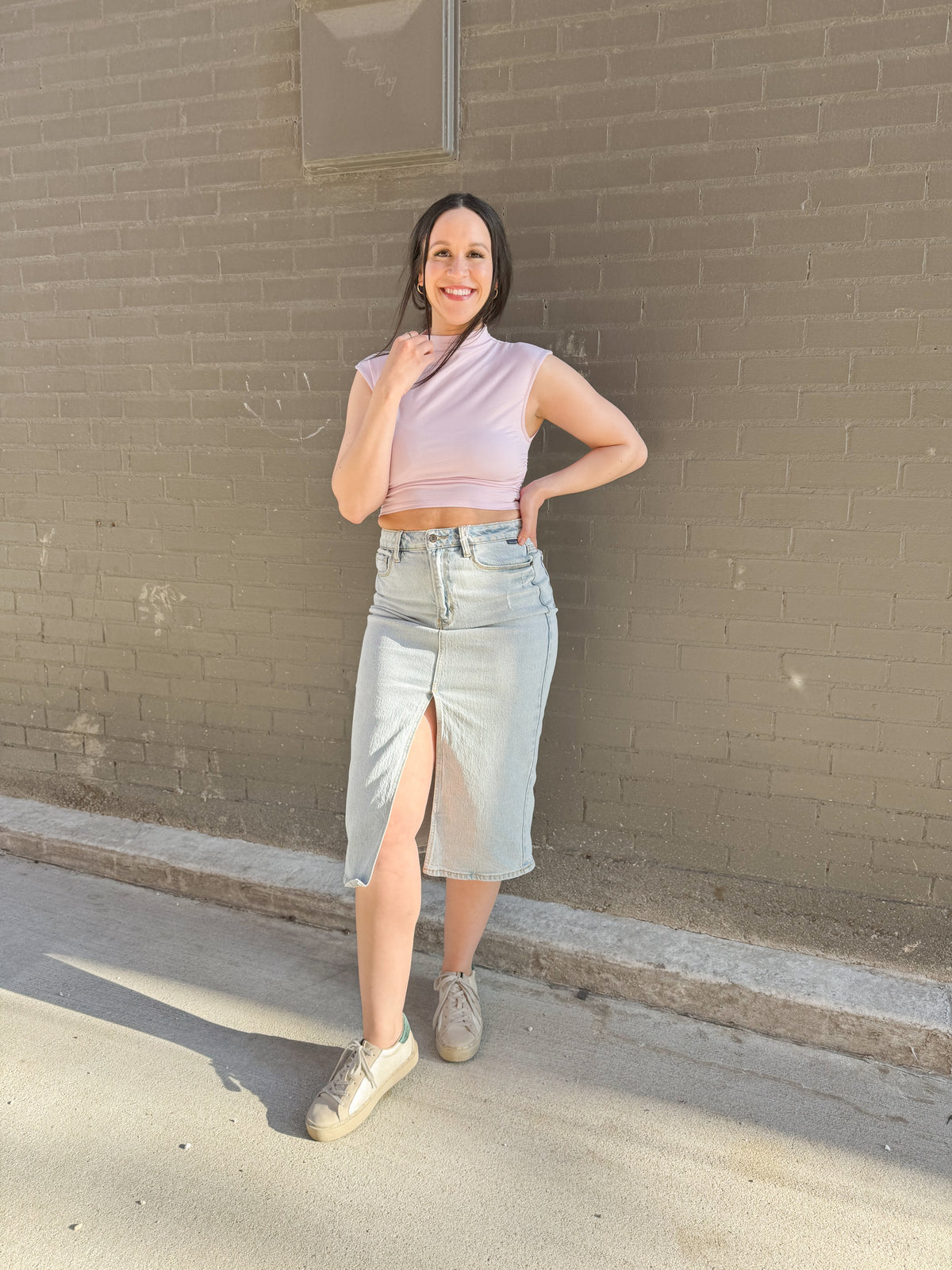 High Neck Sleeveless Lavender Top