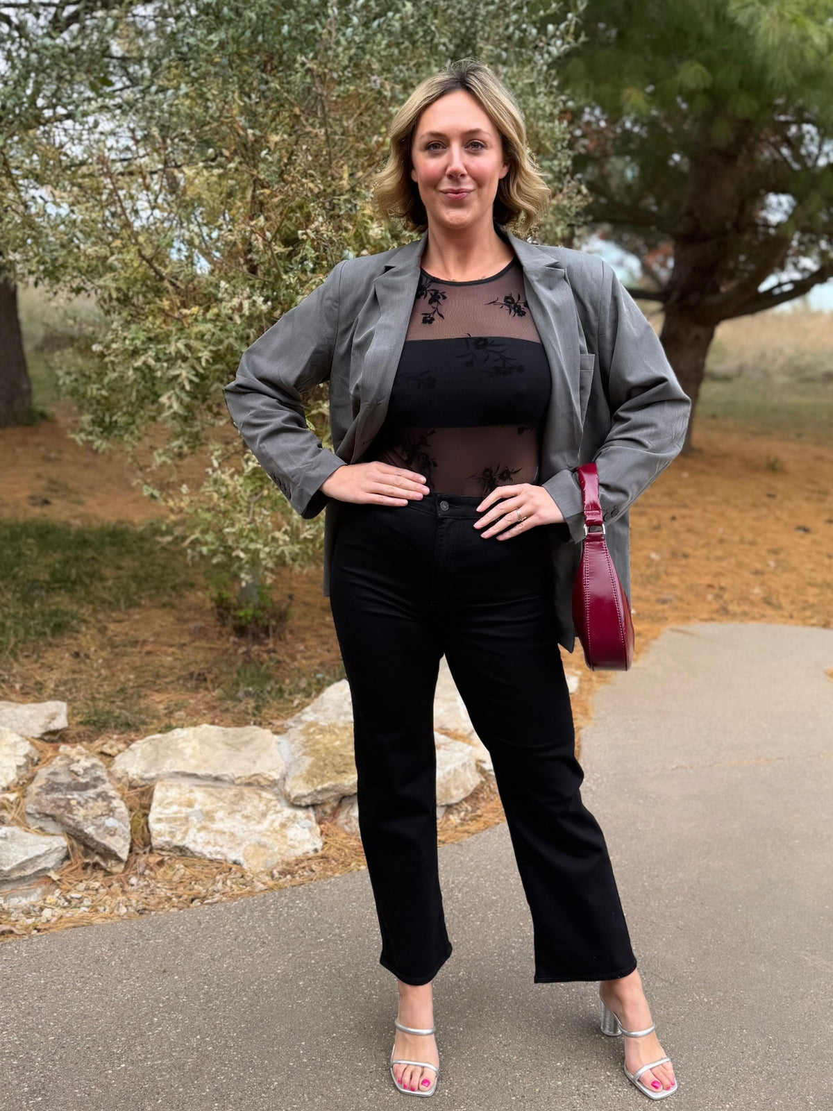 Charcoal Grey Oversized Blazer