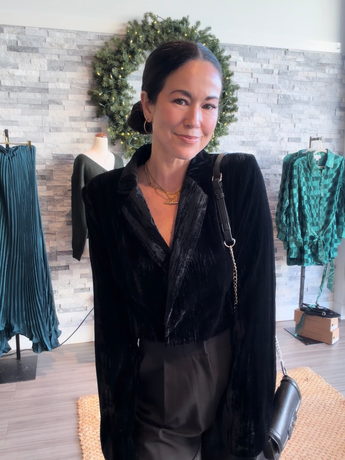 Black Velvet Cropped Jacket