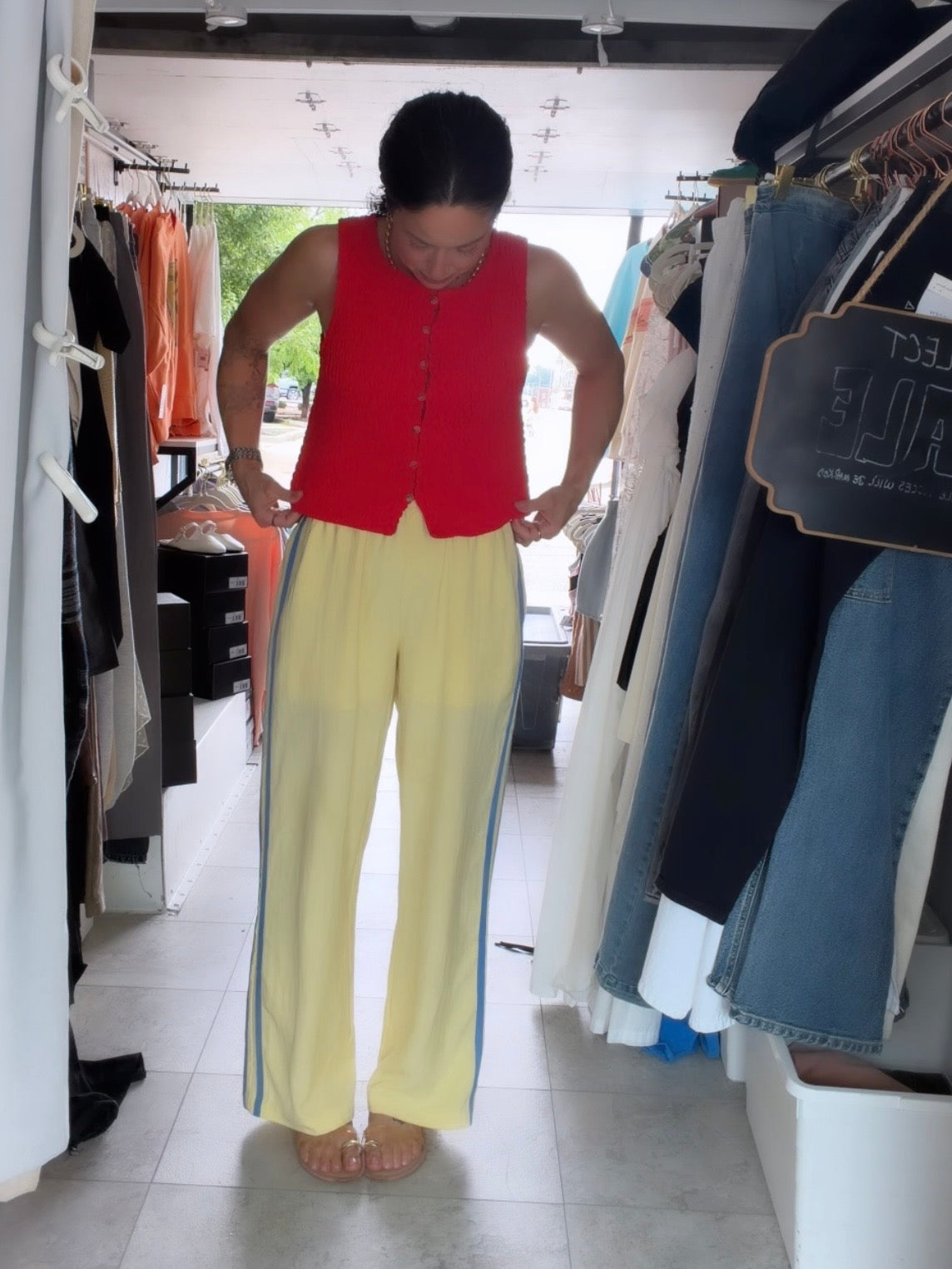 Butter & Blue Stripe Track Pants
