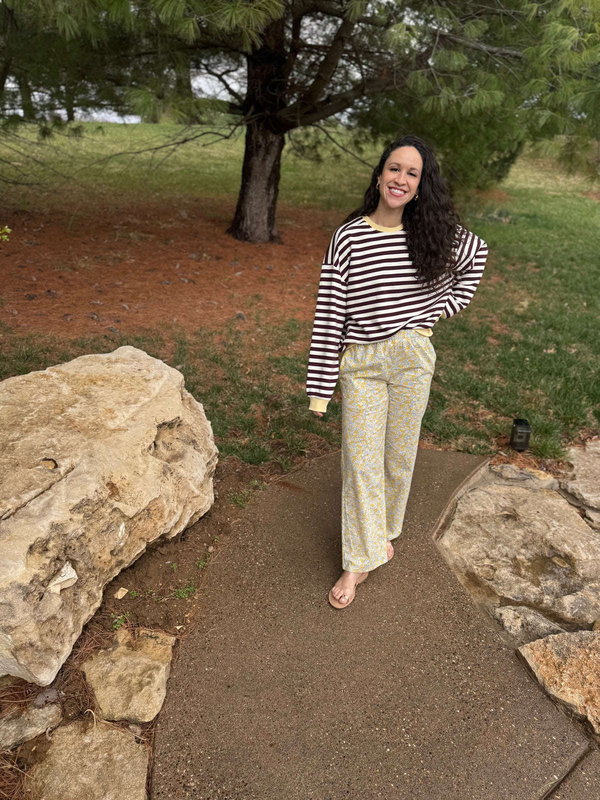 Yellow Floral Printed Lounge Pants