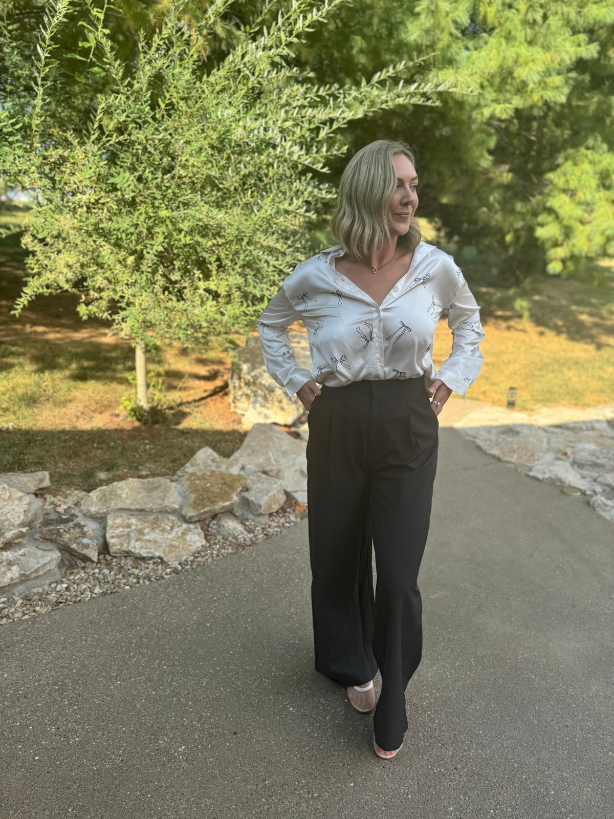 Black High Waisted Wide Leg Trousers