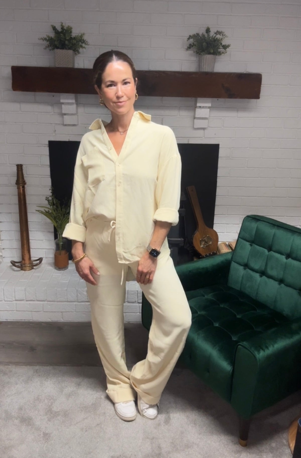Butter Yellow Rolled Hem Pants