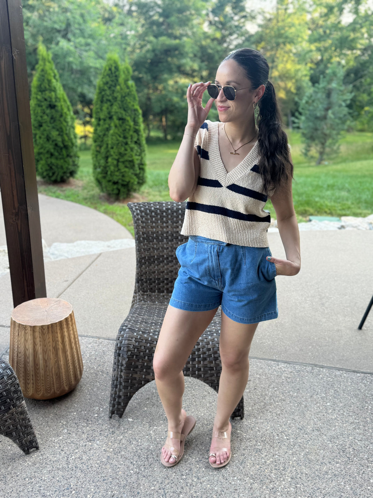Navy Striped Sweater Vest