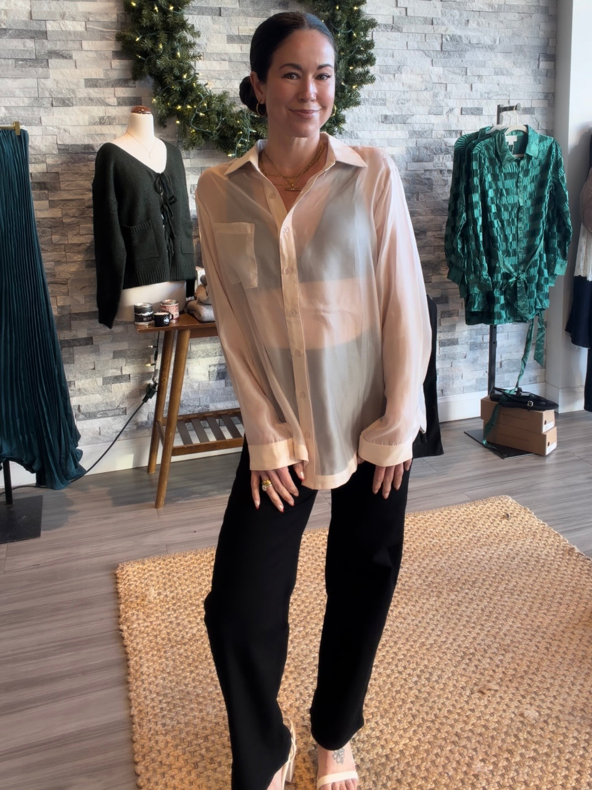Soft Pink Sheer Organza Top