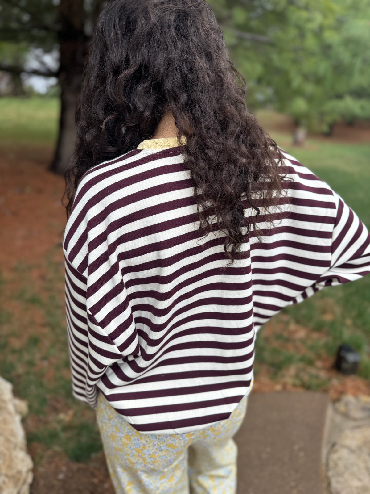 Butter & Burgundy Striped Pullover