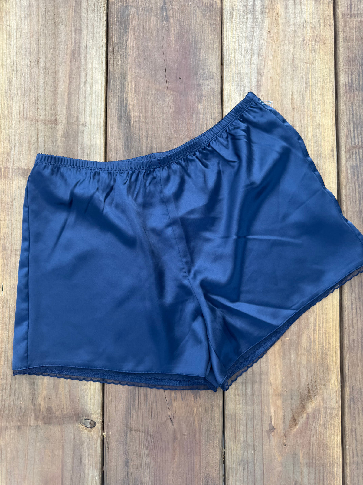 Midnight Lace Trim Satin Shorts