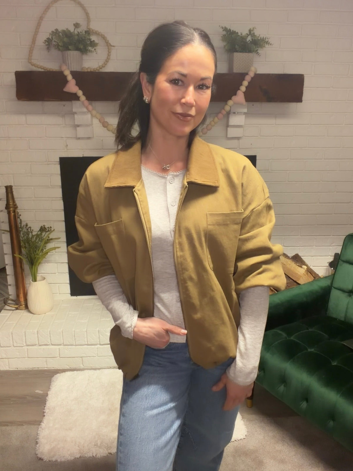 Khaki Barn with Corduroy Collar | Women's Outerwear