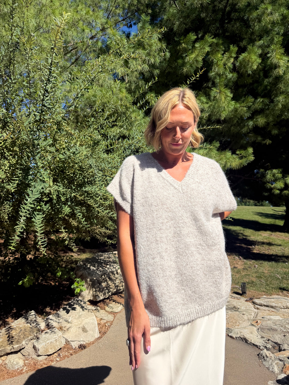 Oatmeal Oversized Sleeveless Sweater