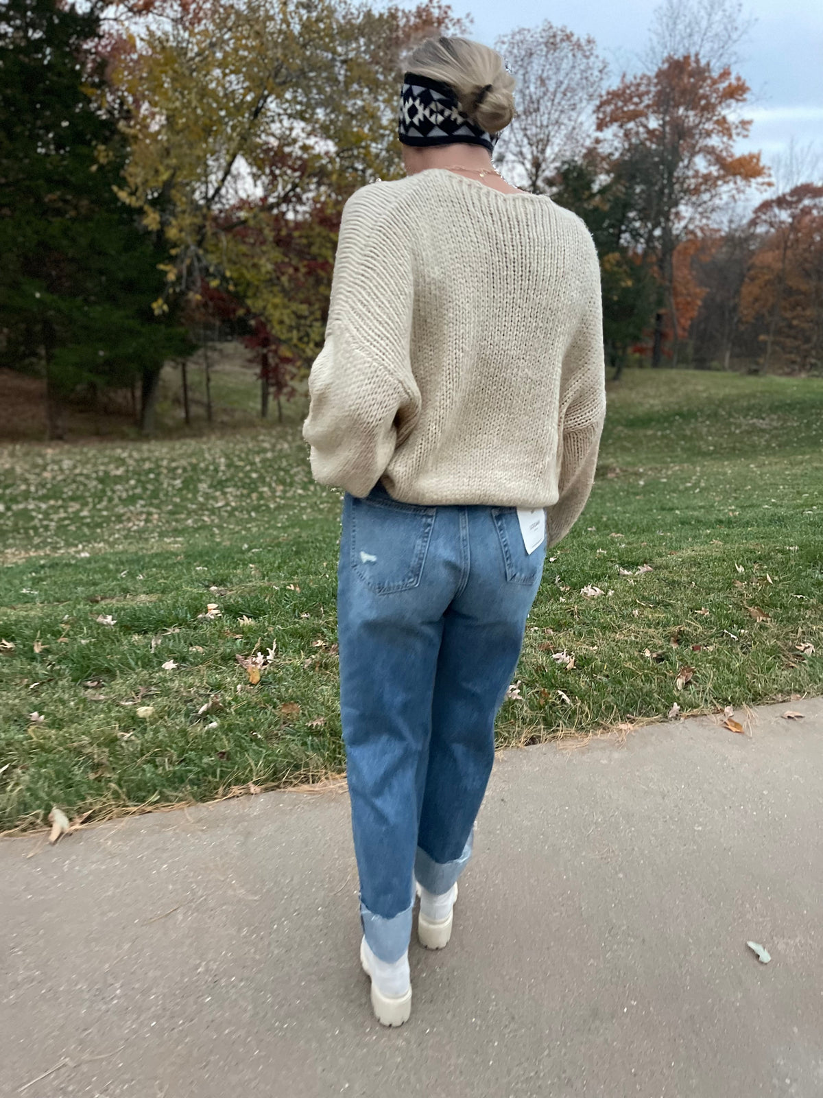 Logan Crossover Waistband Cuffed Dad Jean