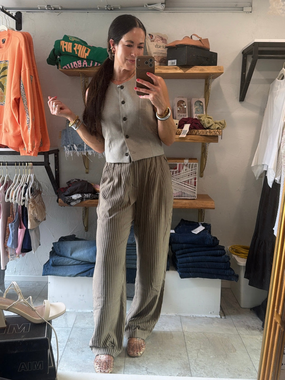 Brown Striped Trouser