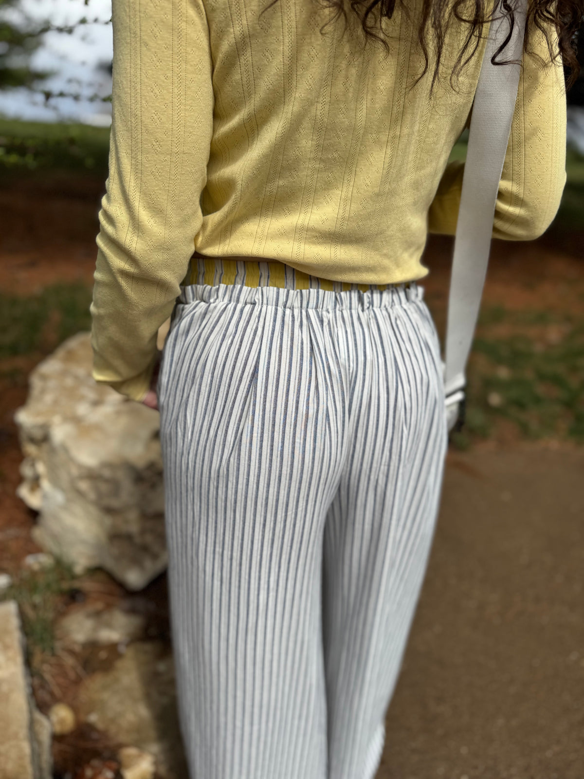 Navy & Yellow Relaxed Striped Lounge Pants