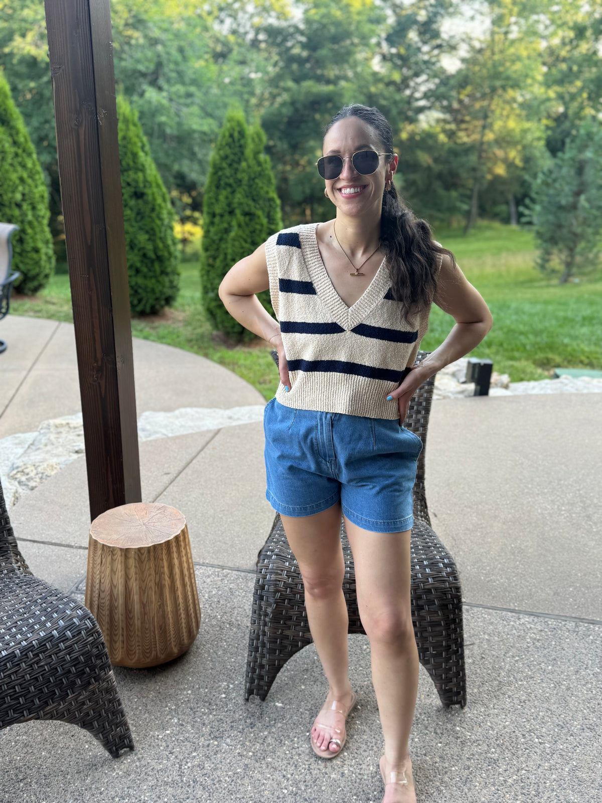 Navy Striped Sweater Vest