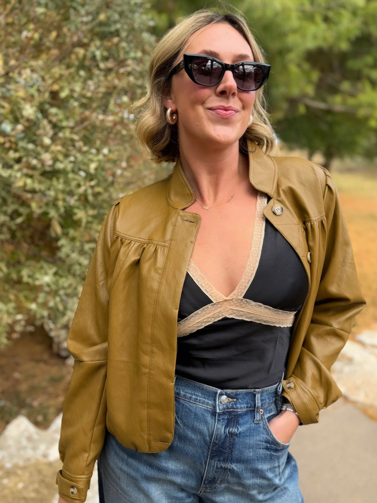 Olive Brown Super Soft Bubble Hem Jacket