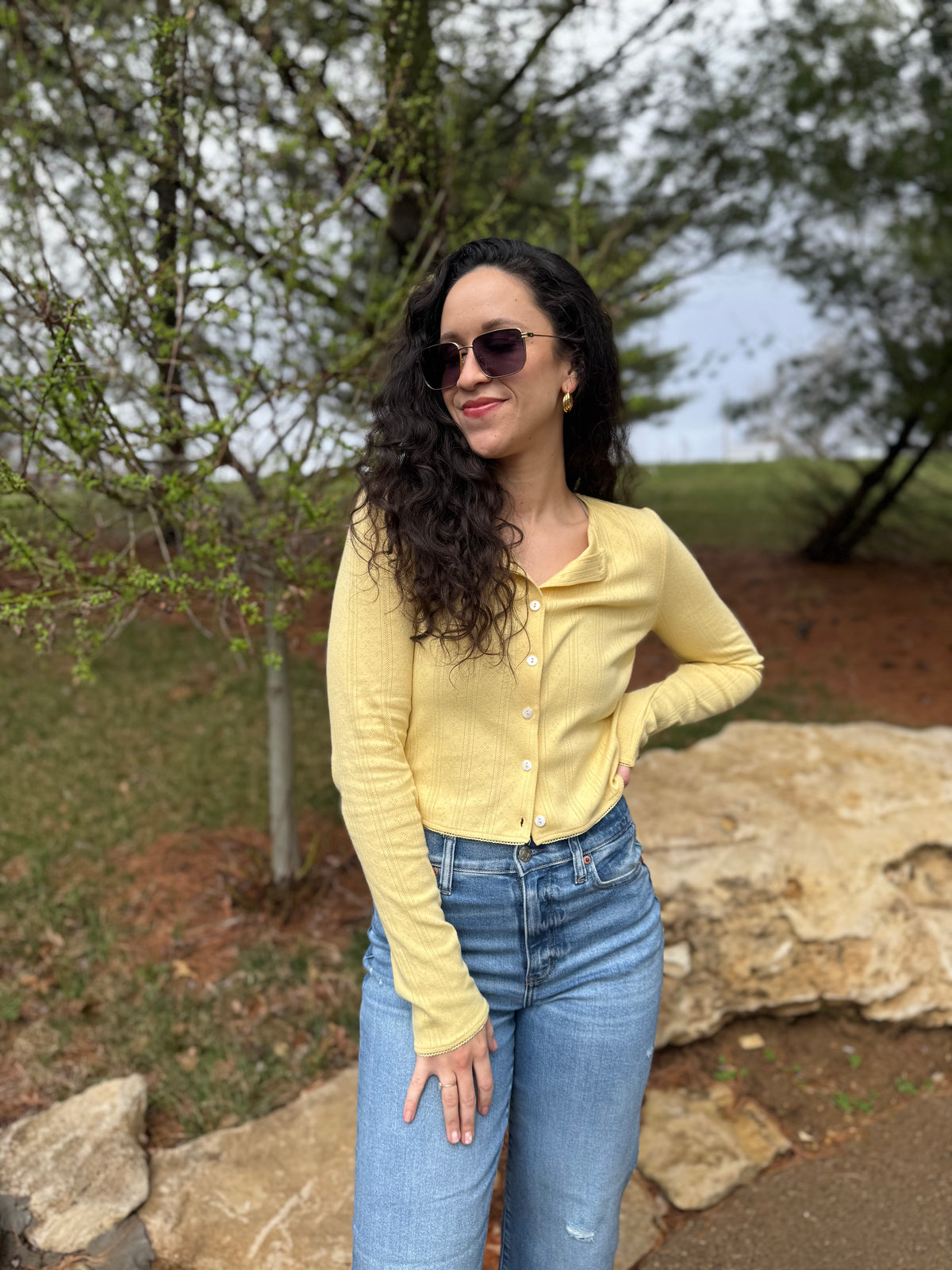 Butter Yellow Pointelle Cardigan