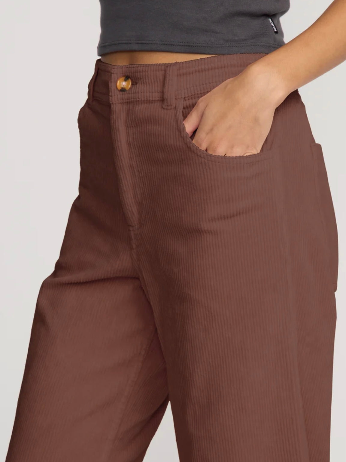 Free Fall High-Waist Cord Pants in Espresso