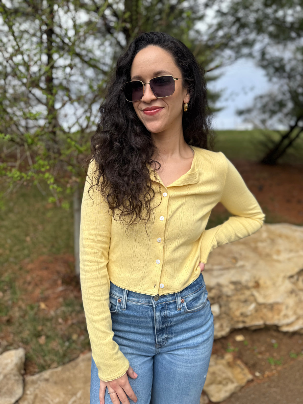 Butter Yellow Pointelle Cardigan
