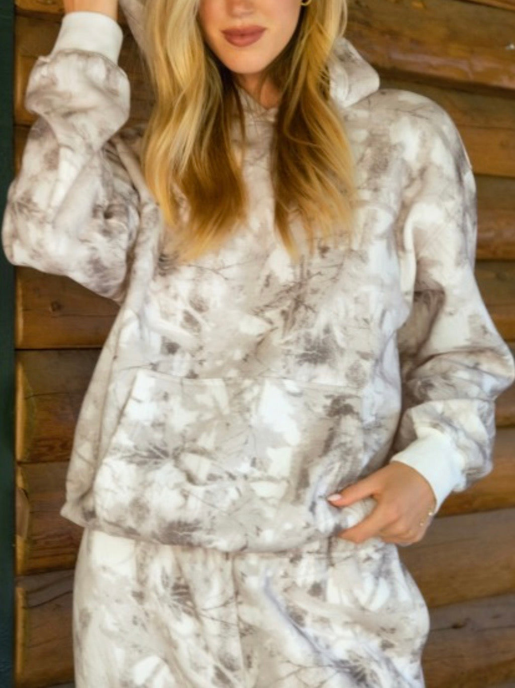 Light Camo Wood Fleece Oversized Hoodie
