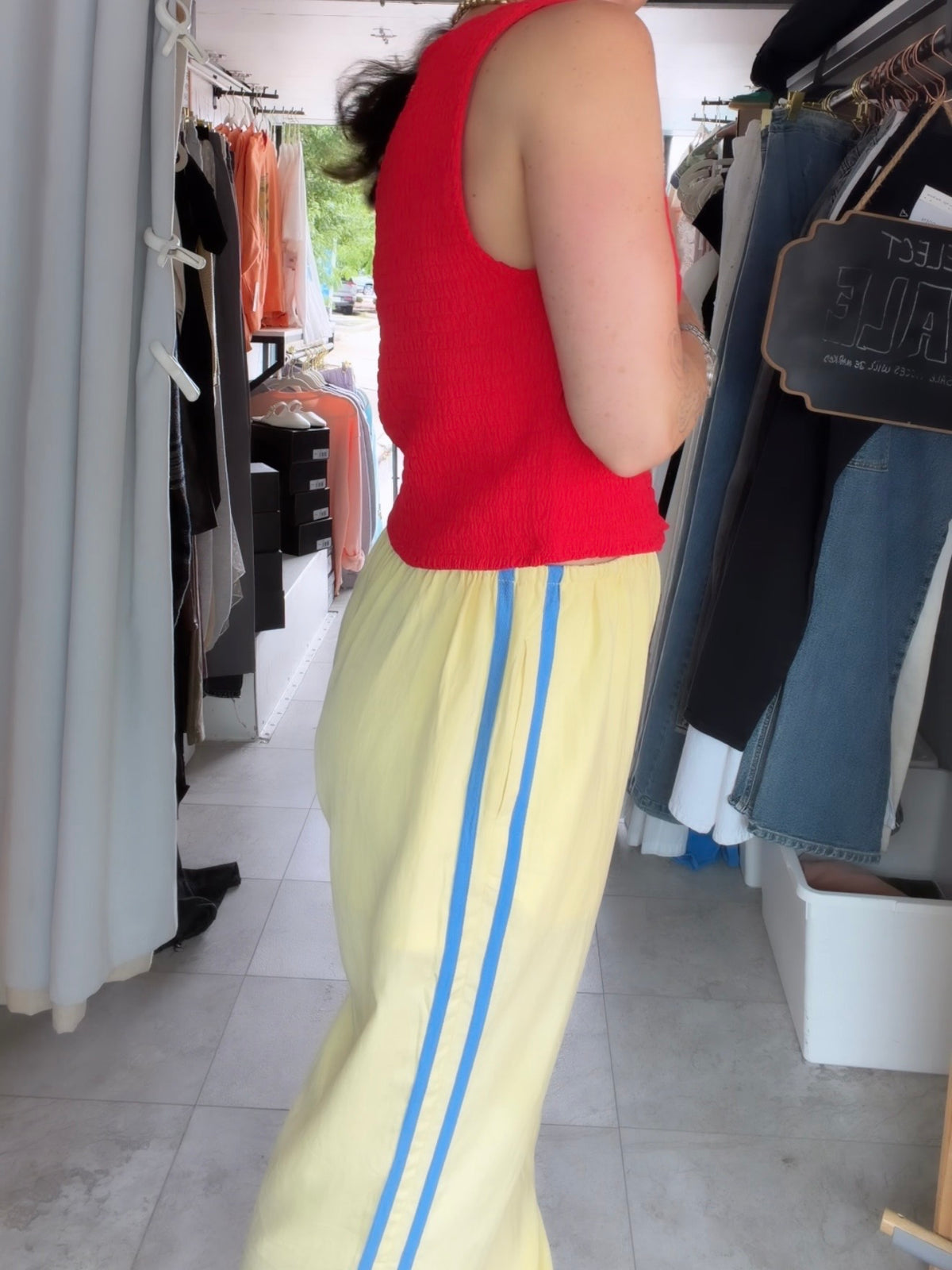 Butter & Blue Stripe Track Pants