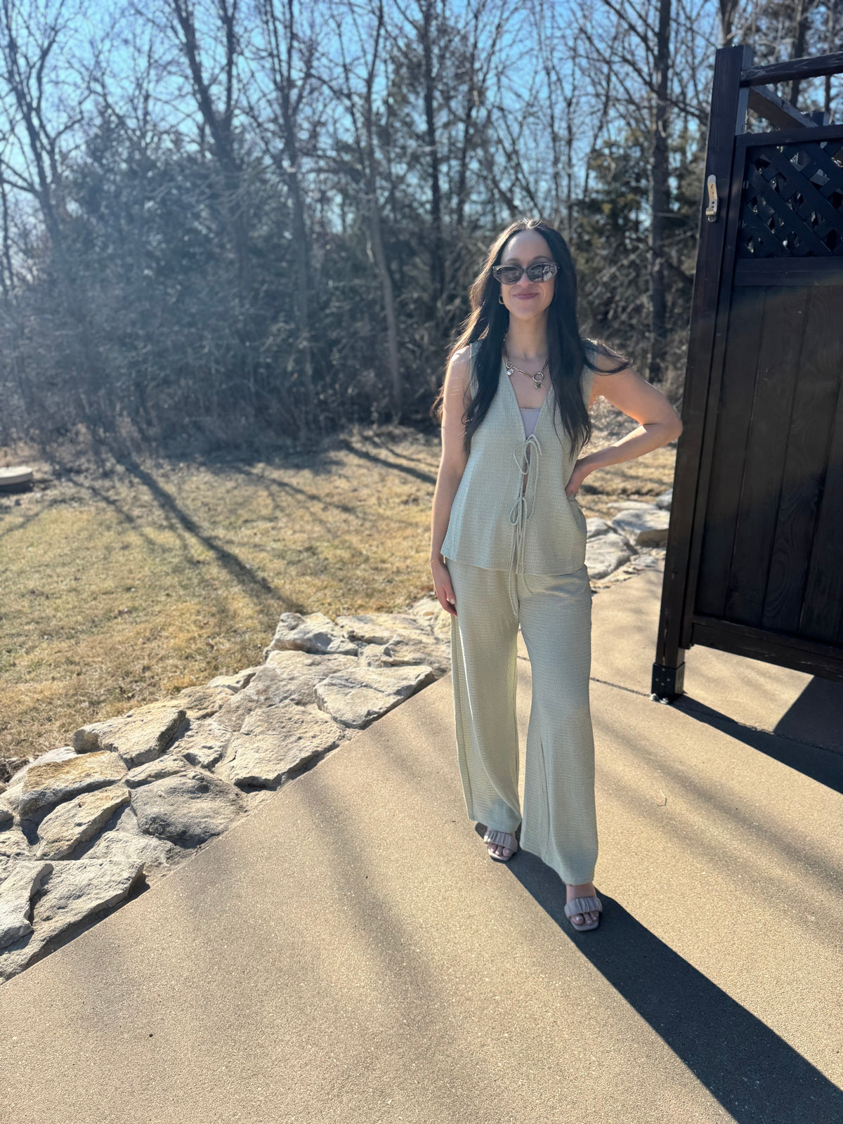 Dusty Sage Wide Leg Pants