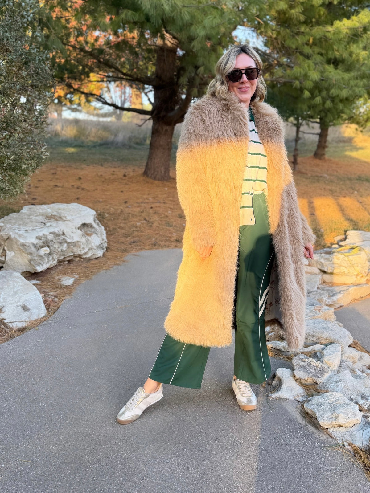Camel Faux Fur Maxi Coat