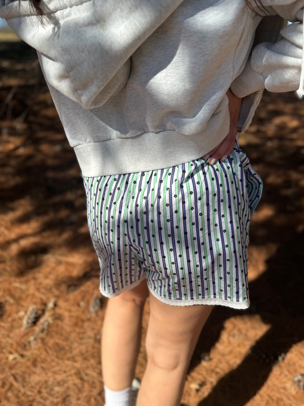 Green & Blue Floral Stripe Boxers