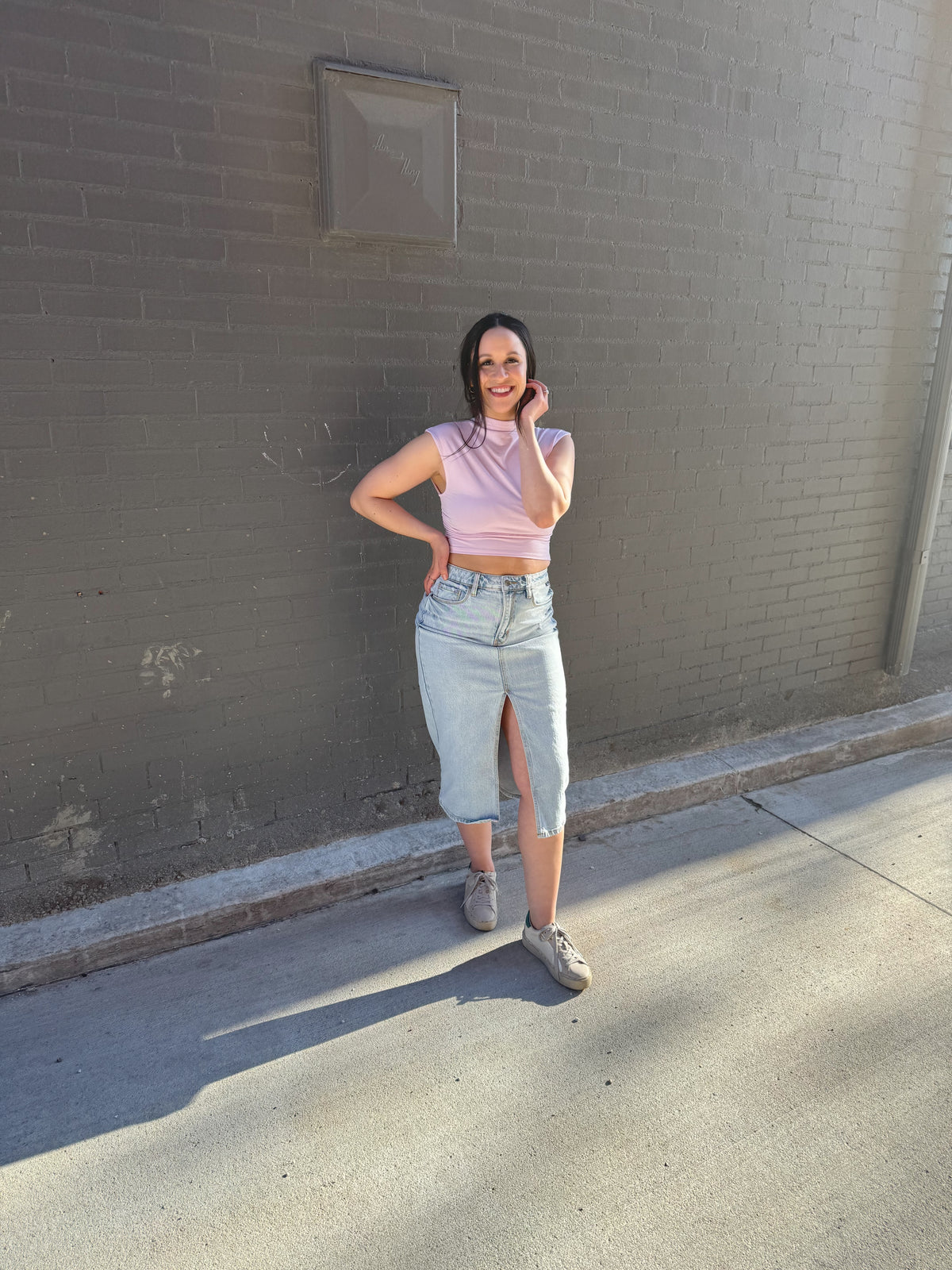 High Neck Sleeveless Lavender Top