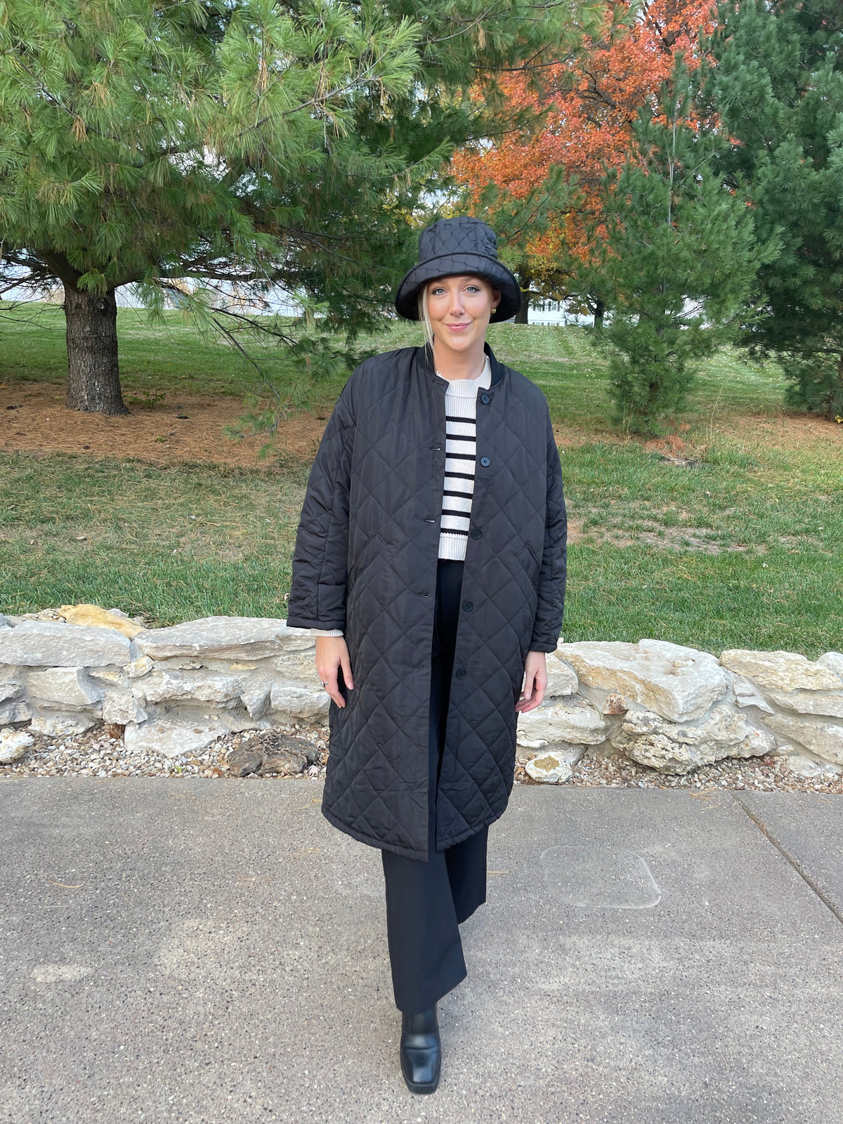 Black Maxi Quilted Coat