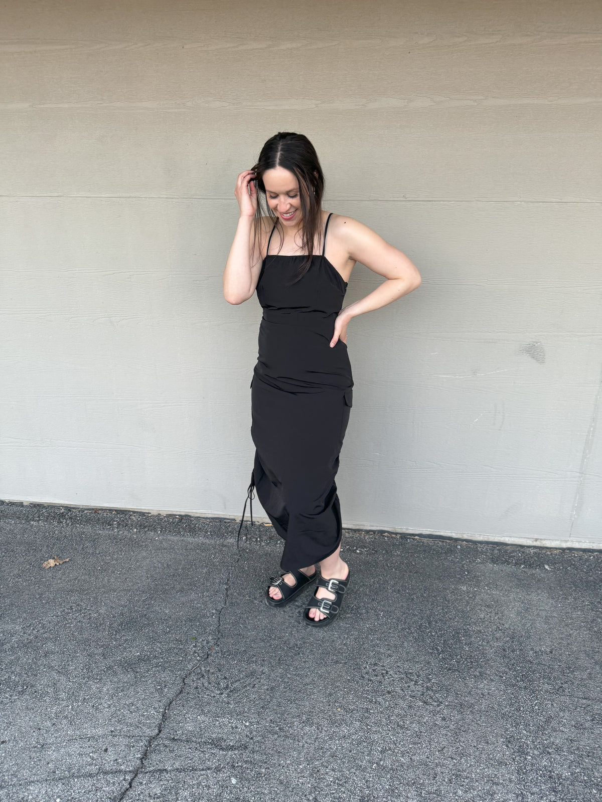 Black Drawstring Detail Dress